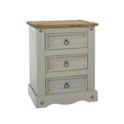 Rackhams Corona Tall 3 Drawer Bedside Cabinet - grey wax - thumbnail 1