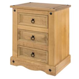 Rackhams Corona Tall 3 Drawer Bedside Cabinet - grey wax - thumbnail 2
