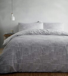 Rackhams Old Town Duvet Cover Set Reversible Bedding - Grey