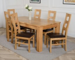 Rackhams Dakota Large Oak Dining Table with Yale Oak Chairs - Natural Oak - 6 chairs - thumbnail 2