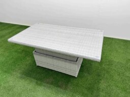 Rackhams 8 Pieces Garden Rising Dining Table High Back Inclining Sofa Set 2 Big Footstool 2 Small Stool 2 Side Table Light Grey - thumbnail 3