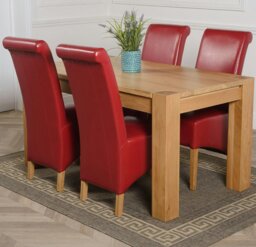 Rackhams Kuba Medium Oak Dining Table with Montana Leather Chairs - 6 chairs - Burgundy - thumbnail 4