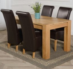 Rackhams Kuba Medium Oak Dining Table with Montana Leather Chairs - 6 chairs - Burgundy - thumbnail 5