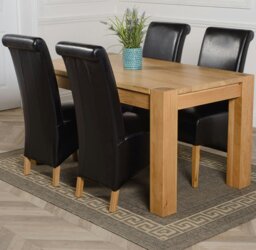 Rackhams Kuba Medium Oak Dining Table with Montana Leather Chairs - 6 chairs - Burgundy - thumbnail 3