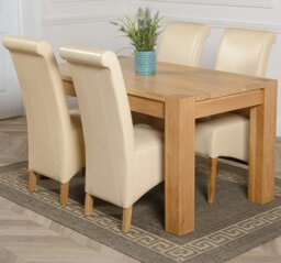 Rackhams Kuba Medium Oak Dining Table with Montana Leather Chairs - 6 chairs - Burgundy - thumbnail 2