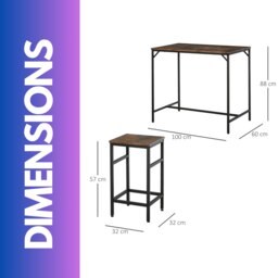 Rackhams Industrial Dining Table And 4 Stools Set Rustic Brown - thumbnail 6