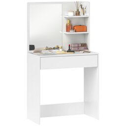 Rackhams Dressing Table with Mirror and Storage, Modern Vanity Desk, White - White - No - Yes - thumbnail 3