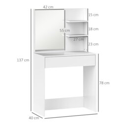 Rackhams Dressing Table with Mirror and Storage, Modern Vanity Desk, White - White - No - Yes - thumbnail 5
