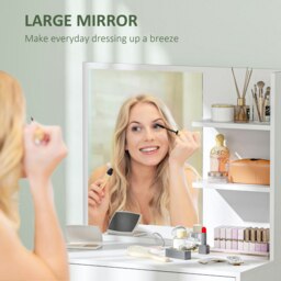 Rackhams Dressing Table with Mirror and Storage, Modern Vanity Desk, White - White - No - Yes - thumbnail 6