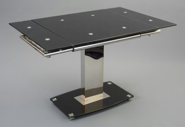 Rackhams Enzo 80 - 120cm Small Extendable Black Glass Dining Table - Black - 1 - image 1