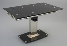 Rackhams Enzo 80 - 120cm Small Extendable Black Glass Dining Table - Black - 1