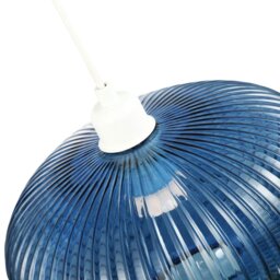 Rackhams Modern Designer Navy Midnight Blue Line Ribbed Glass Oval Pendant Lamp Shade - thumbnail 5