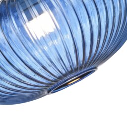 Rackhams Modern Designer Navy Midnight Blue Line Ribbed Glass Oval Pendant Lamp Shade - thumbnail 4