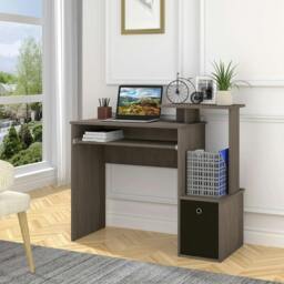 Rackhams Computer Desk with Sliding Keyboard Tray Storage Drawer Shelf Home Office Workstation Grey - thumbnail 2
