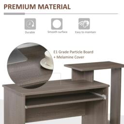 Rackhams Computer Desk with Sliding Keyboard Tray Storage Drawer Shelf Home Office Workstation Grey - thumbnail 5