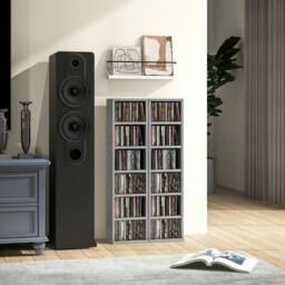 Rackhams Set of 2 CD Storage Units DVD Shelf with Adjustable Shelves - High Gloss Grey - 2 - thumbnail 1