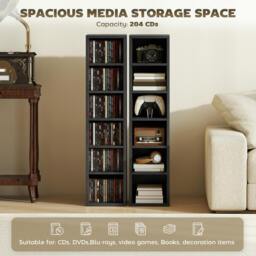 Rackhams Set of 2 CD Storage Units DVD Shelf with Adjustable Shelves - High Gloss Grey - 2 - thumbnail 5