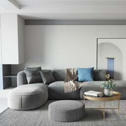 Rackhams FIN Four Seater Sofa, Four Seater Corner Sofa, Grey Velvet - Three Seater 240cm - thumbnail 4