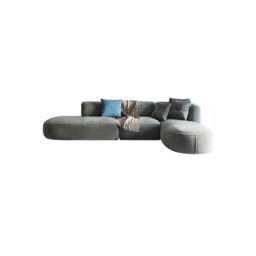 Rackhams FIN Four Seater Sofa, Four Seater Corner Sofa, Grey Velvet - Three Seater 240cm - thumbnail 6