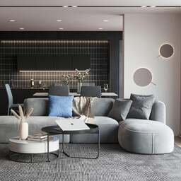 Rackhams FIN Four Seater Sofa, Four Seater Corner Sofa, Grey Velvet - Three Seater 240cm - thumbnail 3