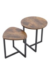 Rackhams Vintage Brown Round and Triangular Nesting Side Table Set - Brown - thumbnail 4