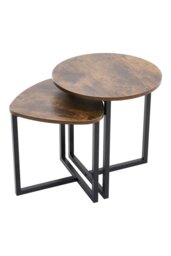 Rackhams Vintage Brown Round and Triangular Nesting Side Table Set - Brown - thumbnail 5