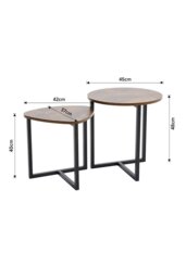 Rackhams Vintage Brown Round and Triangular Nesting Side Table Set - Brown - thumbnail 3