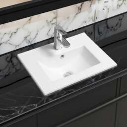 Rackhams 4003 Ceramic 51cm Thin-Edge Inset Basin with Deep Scoop - White - Ceramic - 51cm