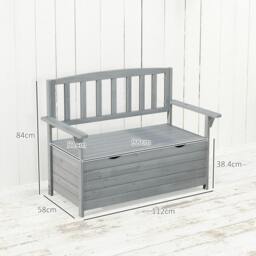 Rackhams Garden Storage Bench, 2 Seater Fir Wood Outdoor Bench, Dark Grey - thumbnail 3