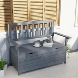 Rackhams Garden Storage Bench, 2 Seater Fir Wood Outdoor Bench, Dark Grey - thumbnail 1