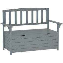 Rackhams Garden Storage Bench, 2 Seater Fir Wood Outdoor Bench, Dark Grey - thumbnail 2