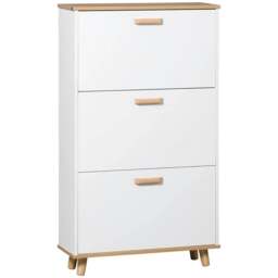Rackhams Narrow Shoe Cabinet, Slim Shoe Storage Cabinet with 3 Flip Drawers and Adjustable Shelves, 12 Pair of Shoes Organizer for Hallway, Entryway, White - thumbnail 1