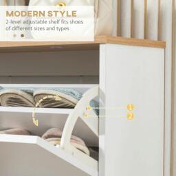 Rackhams Narrow Shoe Cabinet, Slim Shoe Storage Cabinet with 3 Flip Drawers and Adjustable Shelves, 12 Pair of Shoes Organizer for Hallway, Entryway, White - thumbnail 5