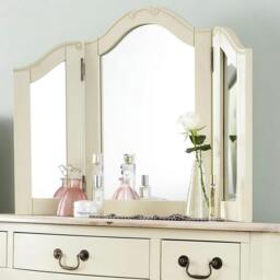 Rackhams Juliette 3-Way Dressing Table Mirror, Wooden Frame Tabletop Mirror - Champagne, Cream