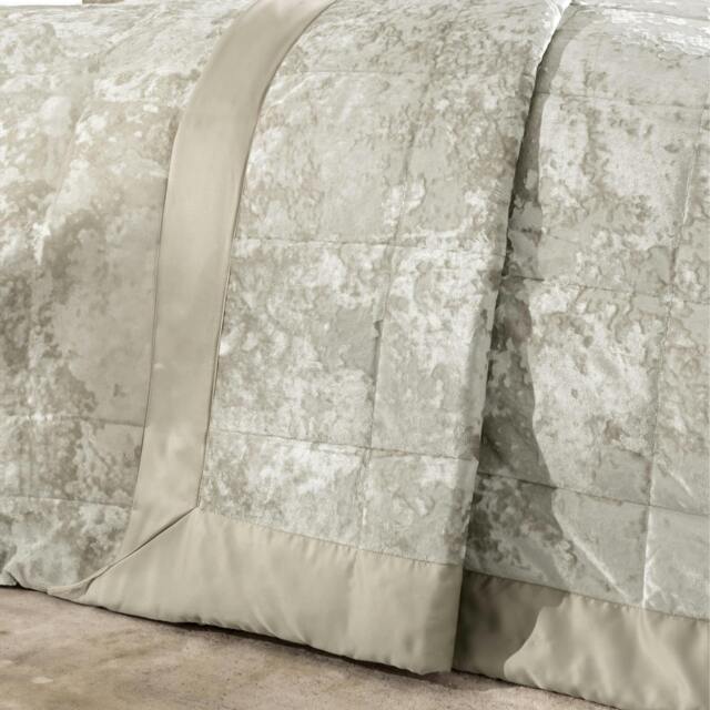 Rackhams Crushed Velvet Bedspread - Natural - 220x220cm - image 1