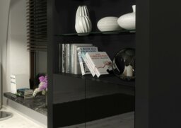 Rackhams Tall Display Cabinet 170cm – Black Matt Body & Black Matt Doors - Matt Body & Gloss Doors - 170 - Full assembly required. - thumbnail 4