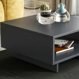 Rackhams Hola Modern Coffee Table Multipurpose Storage Compartment 60x60x32 cm - White - thumbnail 4