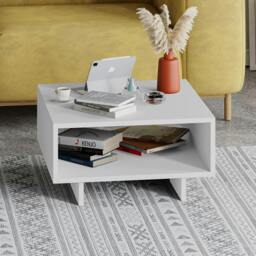 Rackhams Hola Modern Coffee Table Multipurpose Storage Compartment 60x60x32 cm - White - thumbnail 1