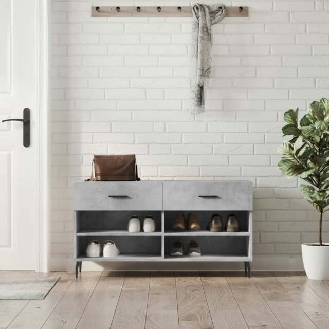 Rackhams Shoe Bench Concrete Grey 102x35x55 cm Engineered Wood