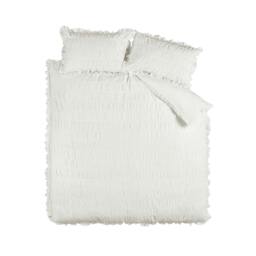 Rackhams Seersucker Frill Duvet Cover Set - White - King - thumbnail 4