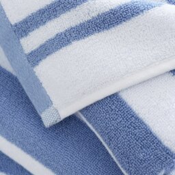 Rackhams Reversible Stripe Cotton Jacquard Towel - Blue/White - Bath Sheet - thumbnail 2