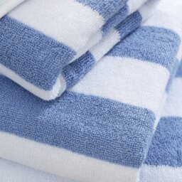 Rackhams Reversible Stripe Cotton Jacquard Towel - Blue/White - Bath Sheet - thumbnail 3