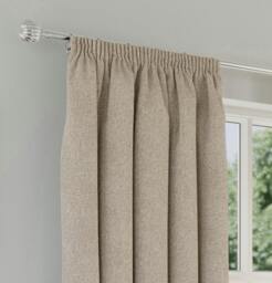 "Rackhams Natural Textured Basketweave 100% Blackout Pencil Pleat Thermal Energy Saving Curtains - Ideal for Living Rooms & Bedrooms - Natural - 46"" (117cm) Width x 90"" (229cm) Drop" - thumbnail 2