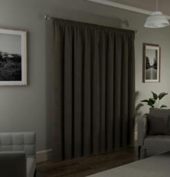 "Rackhams Natural Textured Basketweave 100% Blackout Pencil Pleat Thermal Energy Saving Curtains - Ideal for Living Rooms & Bedrooms - Natural - 46"" (117cm) Width x 90"" (229cm) Drop" - thumbnail 5