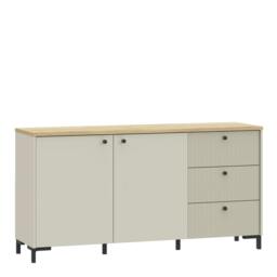 Rackhams Bixbite Wide Sideboard with Fluted Drawers & Cupboard in Mauvella Oak and Sand - W 152.8 X  H 79 X  D 41.9cm - Mauvella Oak & Sand - 1 - thumbnail 2