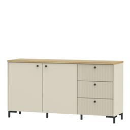 Rackhams Bixbite Wide Sideboard with Fluted Drawers & Cupboard in Mauvella Oak and Sand - W 152.8 X  H 79 X  D 41.9cm - Mauvella Oak & Sand - 1 - thumbnail 4