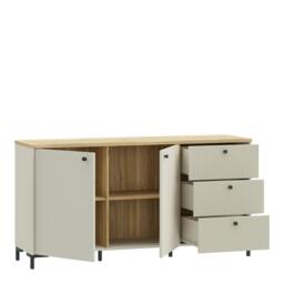 Rackhams Bixbite Wide Sideboard with Fluted Drawers & Cupboard in Mauvella Oak and Sand - W 152.8 X  H 79 X  D 41.9cm - Mauvella Oak & Sand - 1 - thumbnail 5