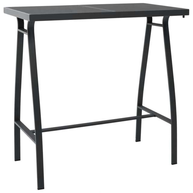 Rackhams Garden Bar Table Black 110x60x110 cm Tempered Glass