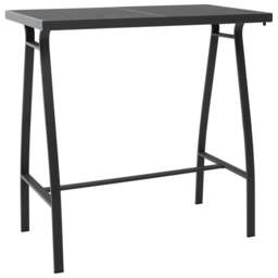Rackhams Garden Bar Table Black 110x60x110 cm Tempered Glass