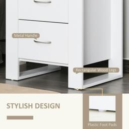 Rackhams Tocoma White Wood 2 Drawer Bedside Table With Silver Metal Handles - thumbnail 5